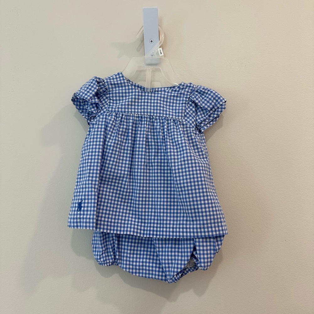 Ralph Lauren Baby Girls Cotton Gingham Top & Bloomer Set size 6M